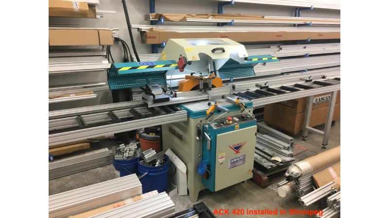 int machinery single head saw up cut saw ACK 420 installed in Winnipeg MB
