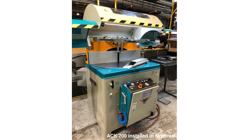 int machinery single head saw up cut saw ACK 700 installed in Montreal