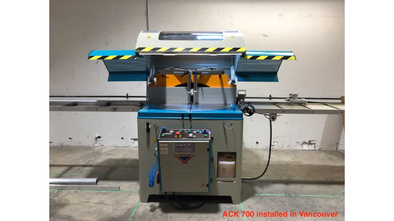 int machinery single head saw up cut saw ACK 700 installed in Vancouver