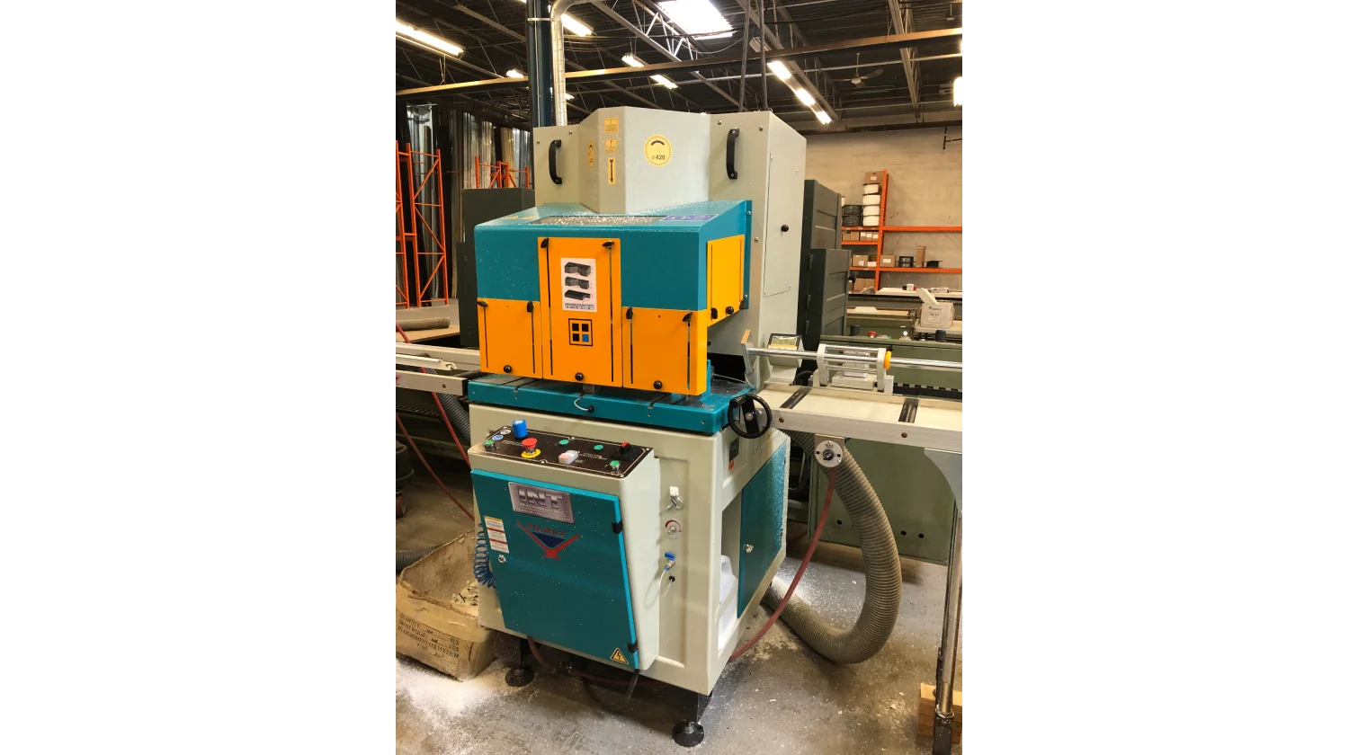 int machinery aluminum v cut vertical saw Yilmaz VK 420 installed in Toronto ON