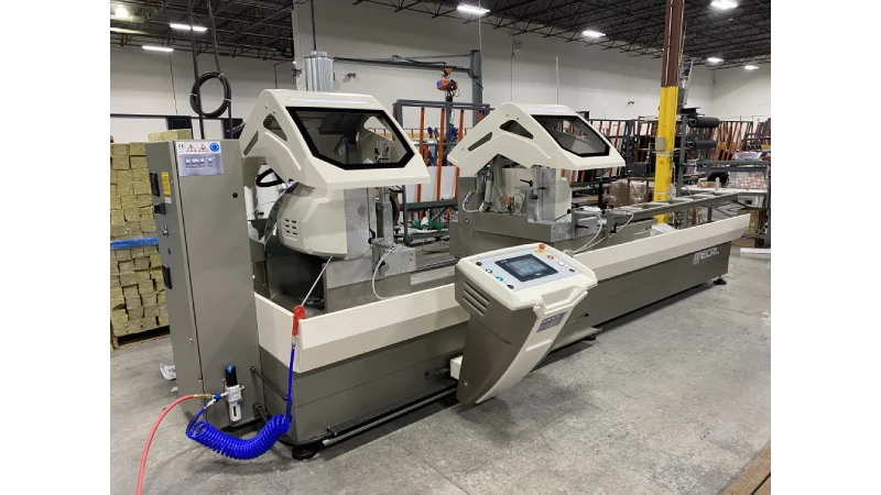 int machinery double mitre saw back stroke Mecal SW 453 Argus installation 1