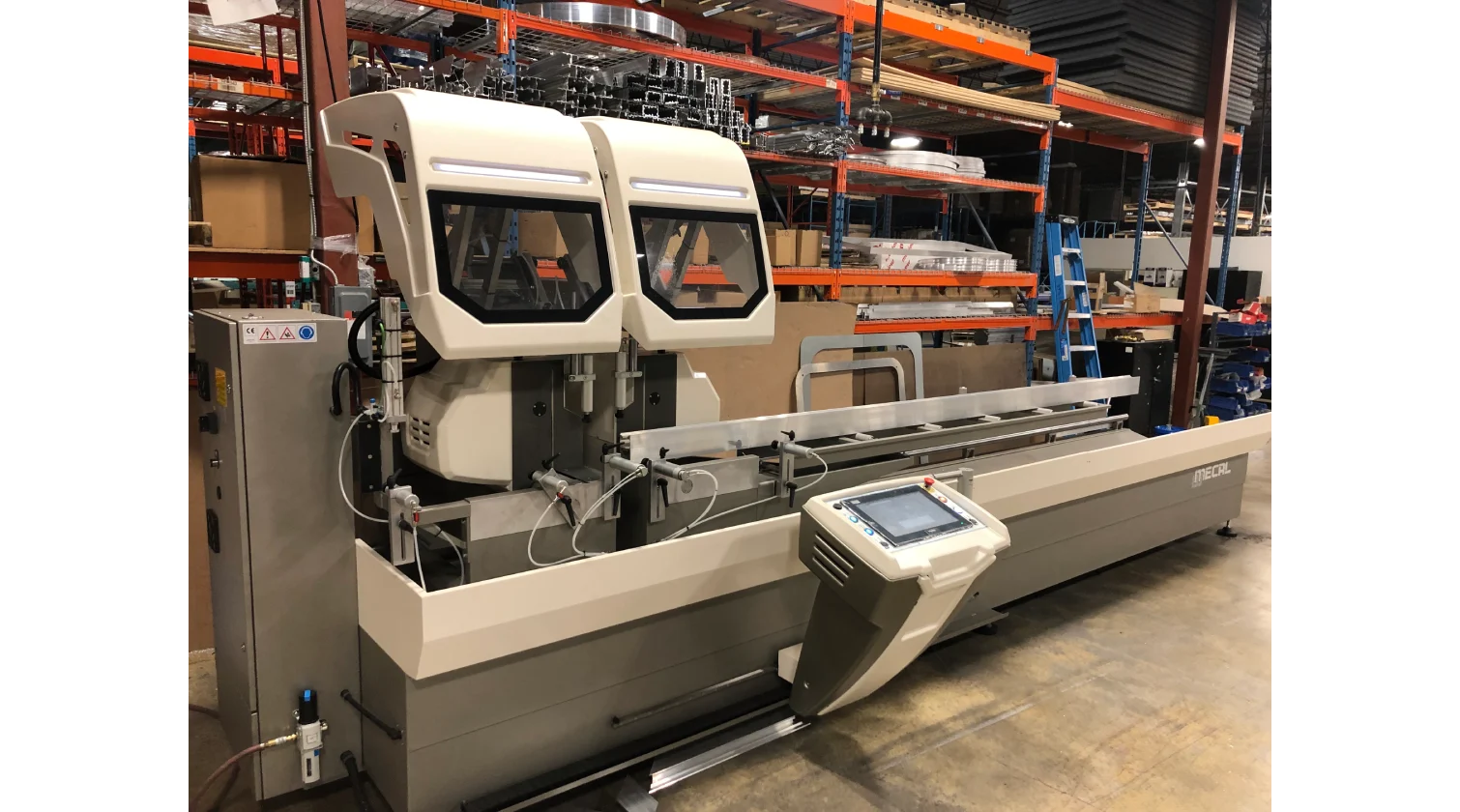 int machinery double mitre saw back stroke Mecal SW 553 Reverse Garda 3 installation 2