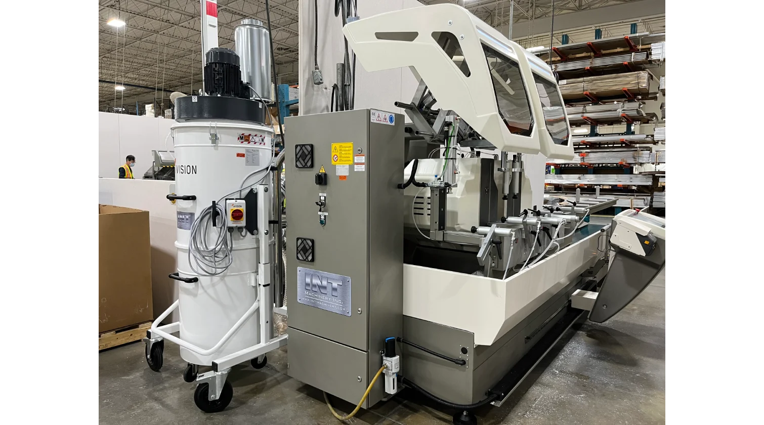 int machinery double mitre saw back stroke Mecal SW 553 Reverse Garda 3 installation 4