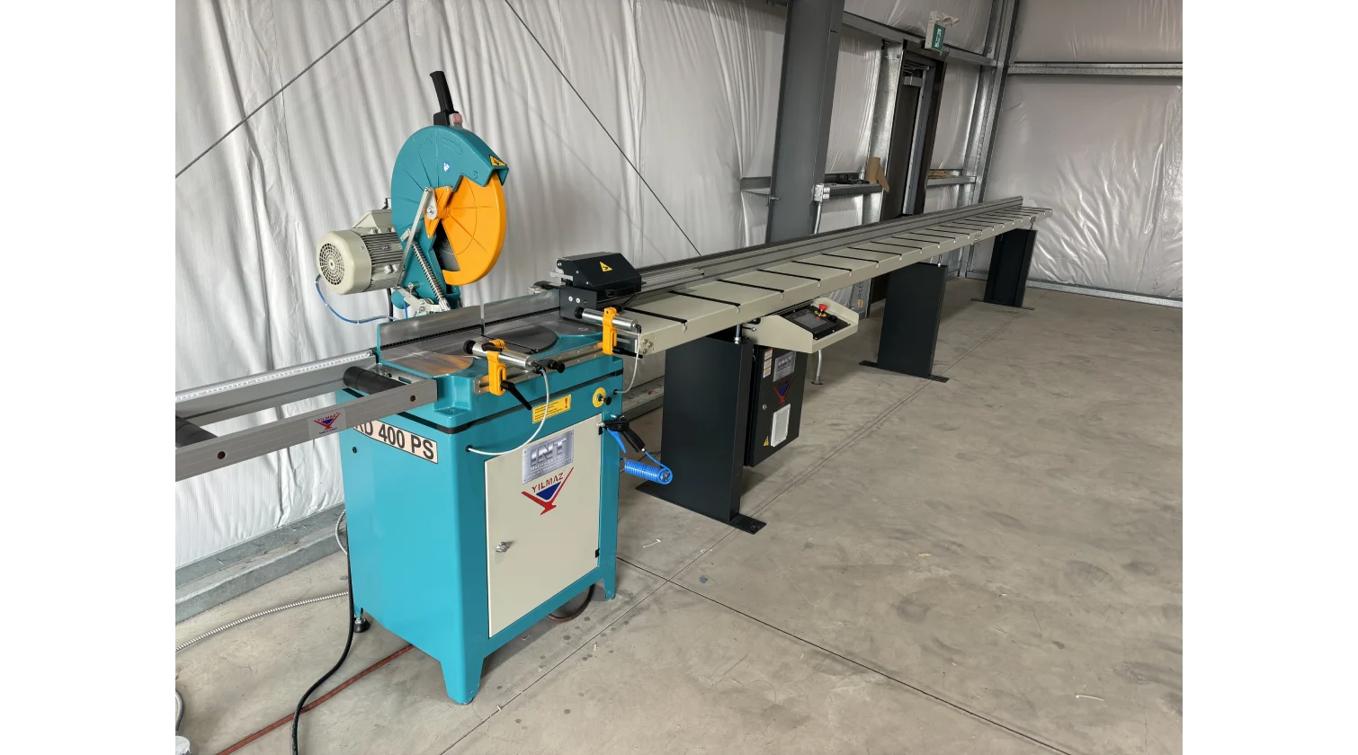 int machinery aluminum length stop positioner Yilmaz HDL 400 700 installation 2