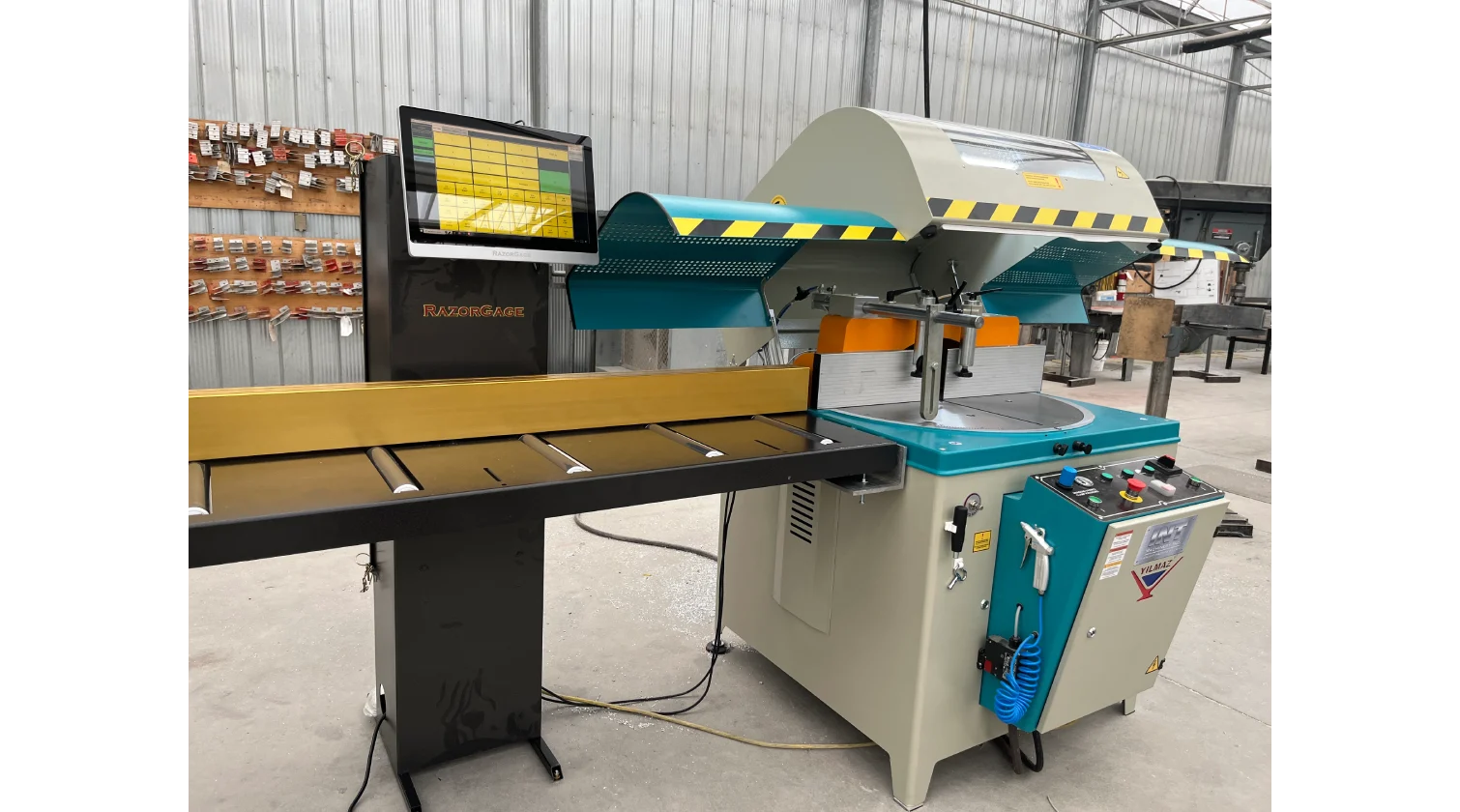 int machinery aluminum length stop positioner razorGage RG3 installation 3